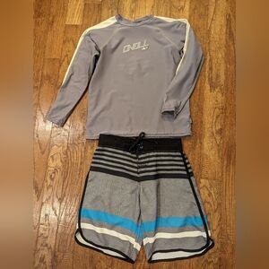 Swim wear lot O'neill rash guard & 2 board shorts Youth Large